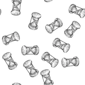 Seamless pattern timer hourglass sketch hand drawn 库存插图