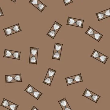 Seamless pattern timer sandglass hourglass cartoon vector Stock Illustration