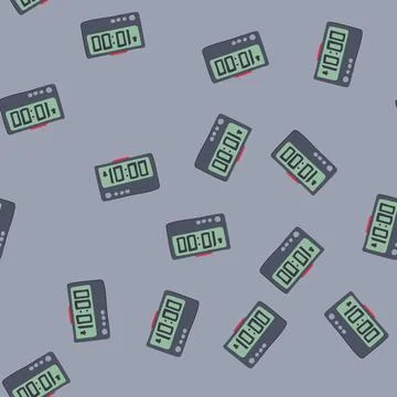 Seamless pattern timer travel alarm clock cartoon vector 스톡 일러스트