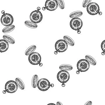 Seamless pattern timer watch pocket sketch hand drawn Illustrazione stock
