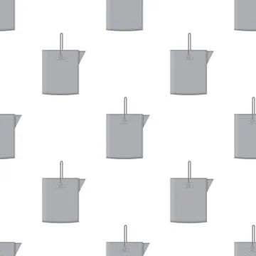 Seamless pattern with tin metal iron bucket empty or with water on white back Stock-Illustration