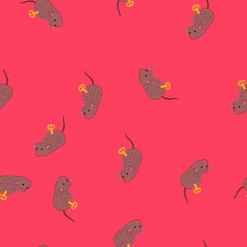 Seamless pattern tin wind up toy cartoon vector Illustrazione stock