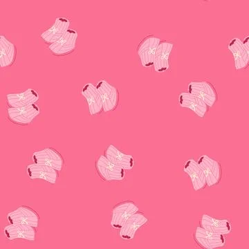 Seamless pattern tiny baby booties cartoon vector Stock Illustration