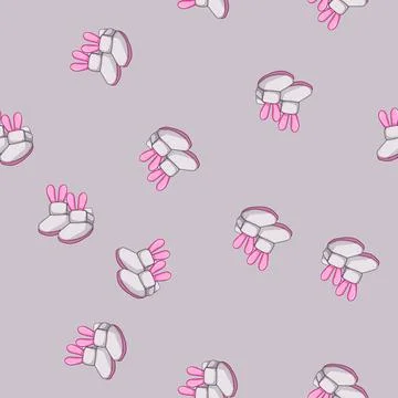 Seamless pattern tiny baby booties cartoon vector Stock Illustration