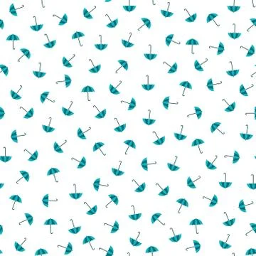 Seamless pattern with tiny blue umbrellas Stock Illustration