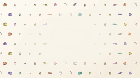 Seamless pattern of tiny colorful halloween icons on white background. 4K Stock Footage 342781795