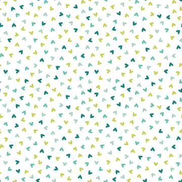 Seamless pattern with tiny green and blue hearts Stock Illustration