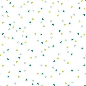 Seamless pattern with tiny green and blue hearts Stock Illustration