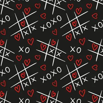 Seamless pattern. Tiny vector doodle tic-tac-toe grid where circles become Stock Illustration
