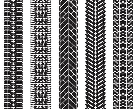 Seamless pattern of tire prints Stock Illustration