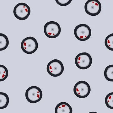 Seamless pattern tire wheel car cartoon vector Stock Illustration