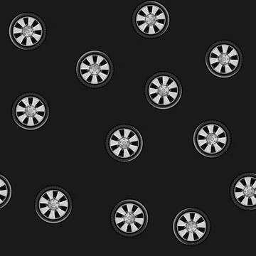 Seamless pattern tire wheel car cartoon vector Stock Illustration