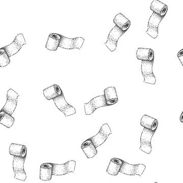 Seamless pattern tissue toilet paper roll sketch hand drawn Stock Illustration