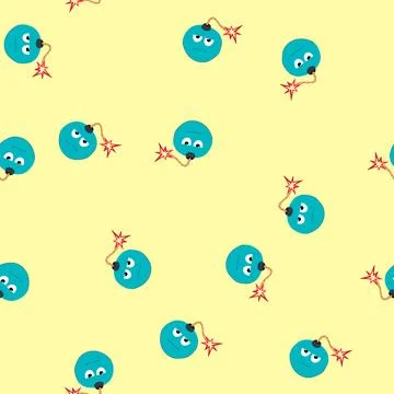 Seamless pattern tnt bomb character cartoon vector イラスト素材