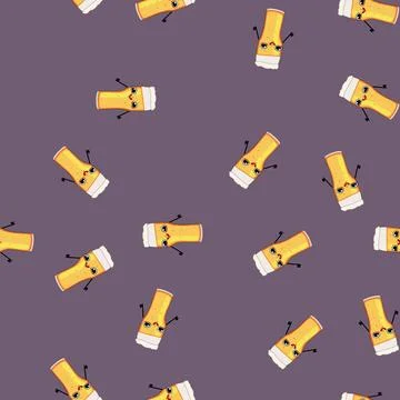 Seamless pattern toast beer mug character cartoon vector Ilustración de archivo