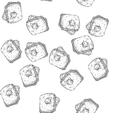 Seamless pattern toast bread sketch hand drawn Stock Illustration