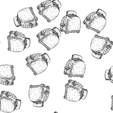 Seamless pattern toaster kitchen utensil retro sketch hand drawn Stock Illustration