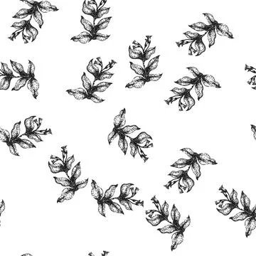 Seamless pattern tobacco leaf green plant sketch hand drawn Stock Illustration