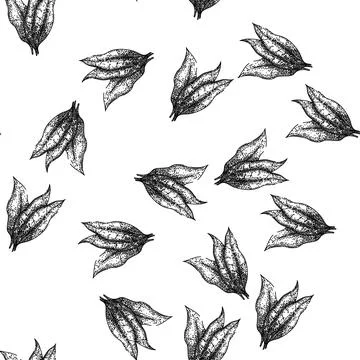 Seamless pattern tobacco leaf green sketch hand drawn Illustrazione stock