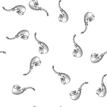 Seamless pattern Tobacco pipe drawing representing classic smoking culture 스톡 일러스트