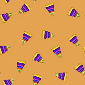 Seamless pattern toddler pyramid toy cartoon vector Stock Illustration