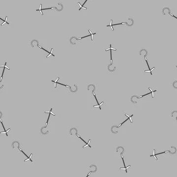 Seamless pattern Toggle bolt with hook for drywall hanging Stock Illustration