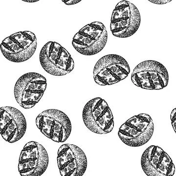 Seamless pattern tomato grilled vegetables sketch hand drawn Stock Illustration