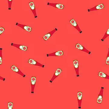 Seamless pattern tomato ketchup bottle cartoon vector Illustrazione stock