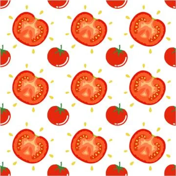 Seamless pattern with tomato. Vector texture illustration. Illustrazione stock