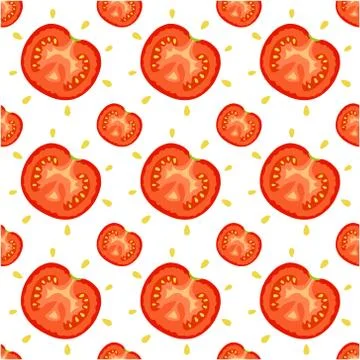 Seamless pattern with tomato. Vector texture illustration. Illustrazione stock