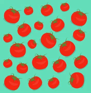 Seamless Pattern with Tomatoes on Green Background. Stock Illustration