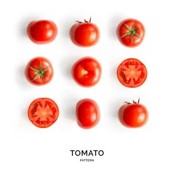 Seamless pattern with tomatoes. Tomato on the white background. Foto stock