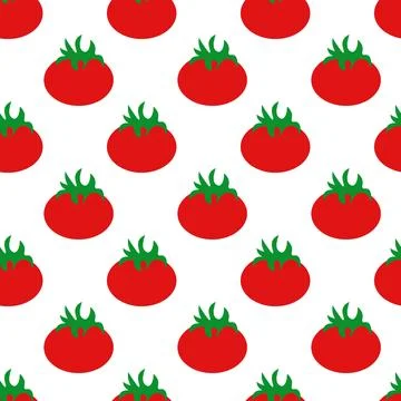 Seamless pattern with tomatoes on a white background. Summer vegetable Stock Illustration