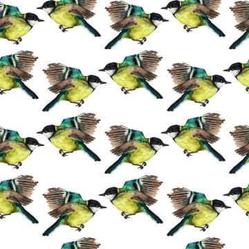 Seamless pattern with tomtits Stock Illustration
