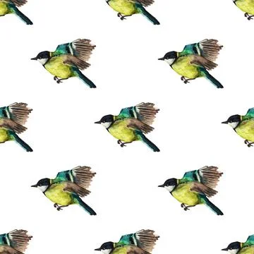 Seamless pattern with tomtits Stock Illustration