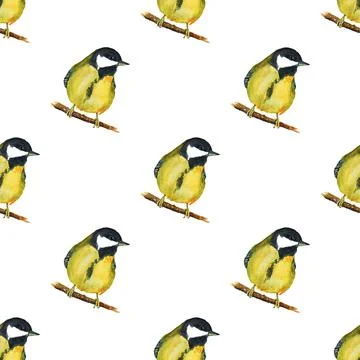 Seamless pattern with tomtits Stock Illustration
