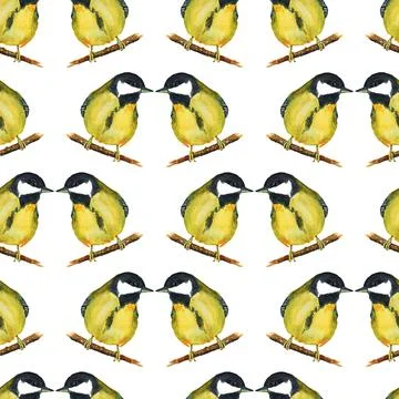 Seamless pattern with tomtits Stock Illustration
