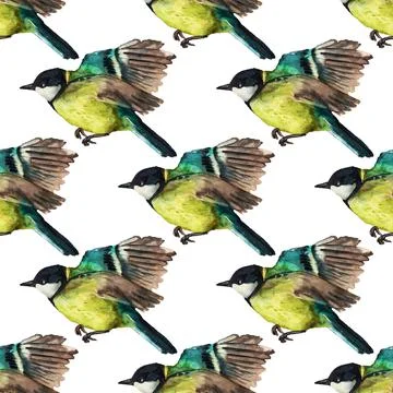 Seamless pattern with tomtits Stock Illustration