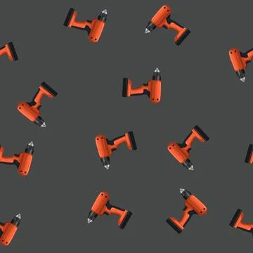 Seamless pattern tool drill cartoon vector sign color Stock Illustration