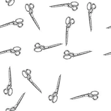 Seamless pattern tool scissors sketch hand drawn 스톡 일러스트