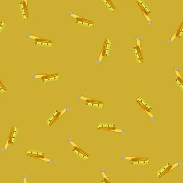Seamless pattern tool yellow measuring tape cartoon vector Stock Illustration