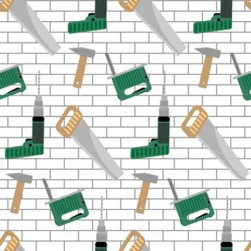 Seamless pattern with tools for construction Illustrazione stock