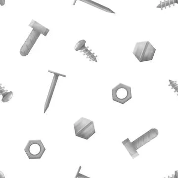 Seamless pattern with tools. Nail, screws, bolts  イラスト素材