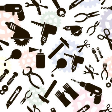 Seamless Pattern With Tools Foto stock