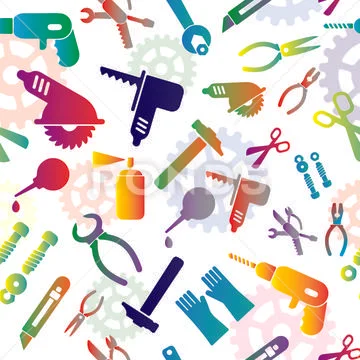 Seamless Pattern With Tools 스톡 사진