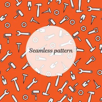 Seamless pattern with tools for repair. Vector illustration. Roller, brush Stock Illustration