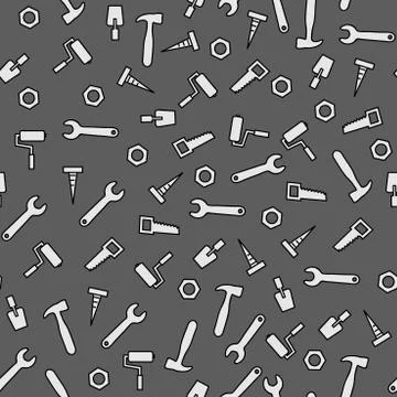 Seamless pattern with tools for repair. Vector illustration. Roller, brush Stock Illustration