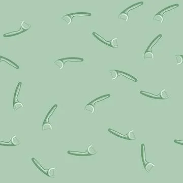 Seamless pattern tooth dental floss cartoon vector color Stock Illustration