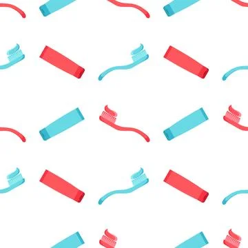 Seamless pattern of toothbrush and toothpaste Illustrazione stock