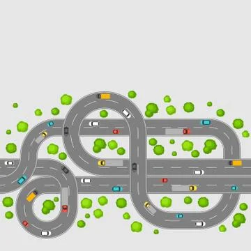 Seamless pattern top view of roads. Illustrazione stock